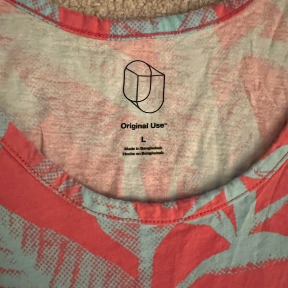 ORIGINAL USE Pink Blue Floral Miami Crew Neck Sleeveless Tank Top Muscle Large - Picture 3 of 4